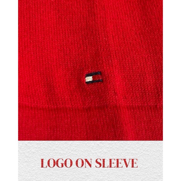 “Tommy Hilfiger” Sweater Women's Sz L Argyle Holiday Sweater Red White Metallic - Picture 8 of 8